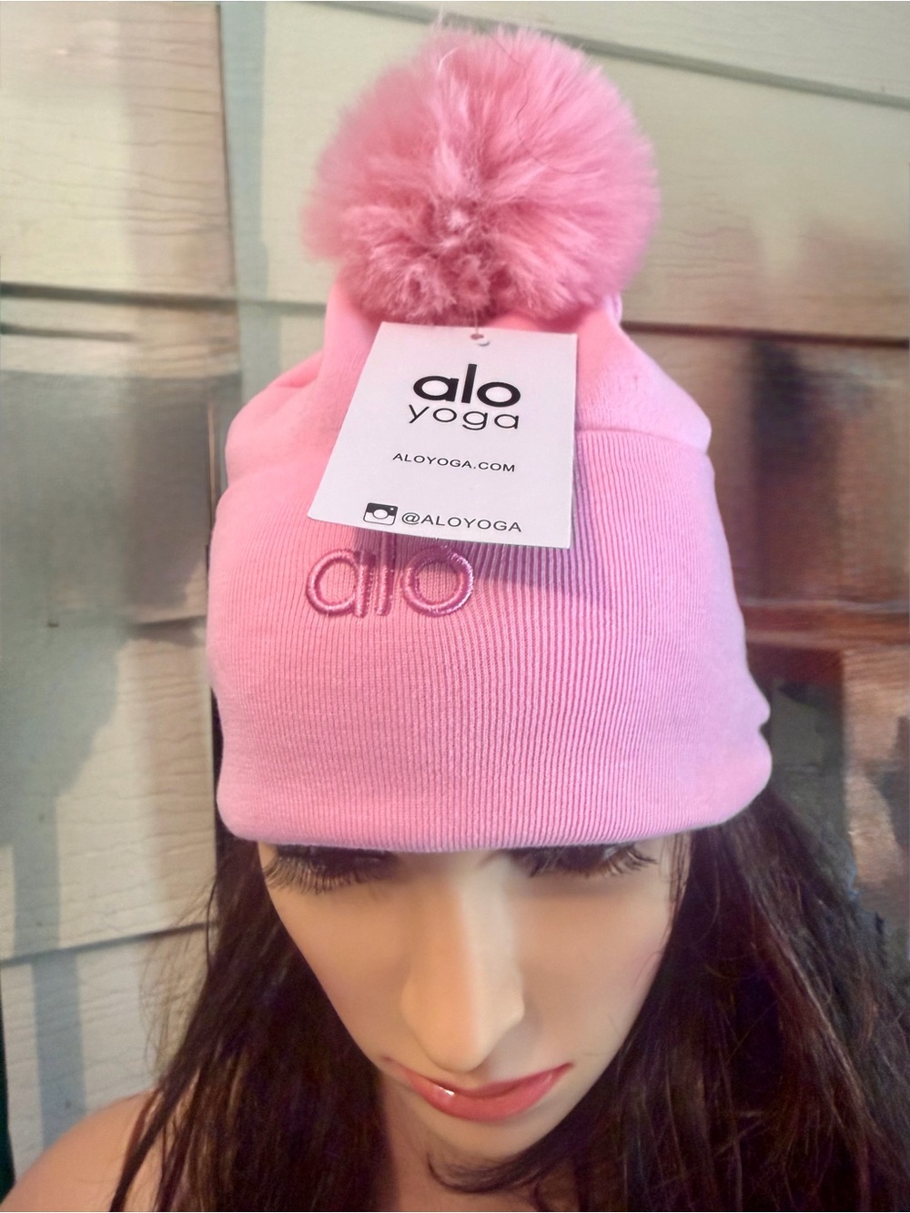 ALO Yoga Pink Pom Pom Beanie Hat - Picture 3 of 9